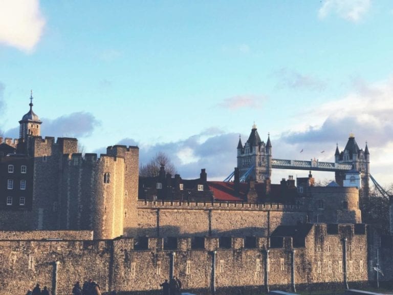 london view of Tower of London and sky