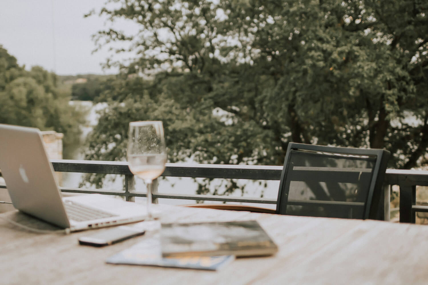 wine glass on table outdoors