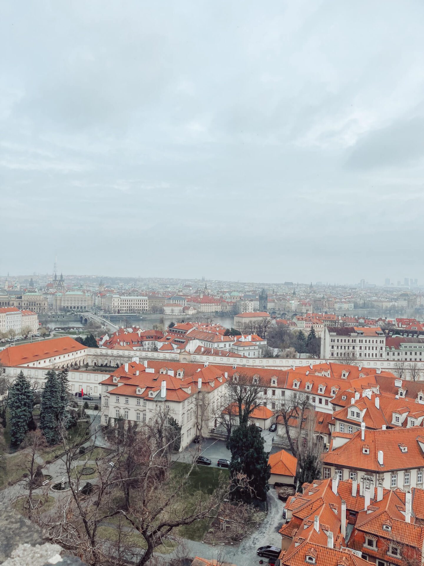prague view of buildings from up at castle