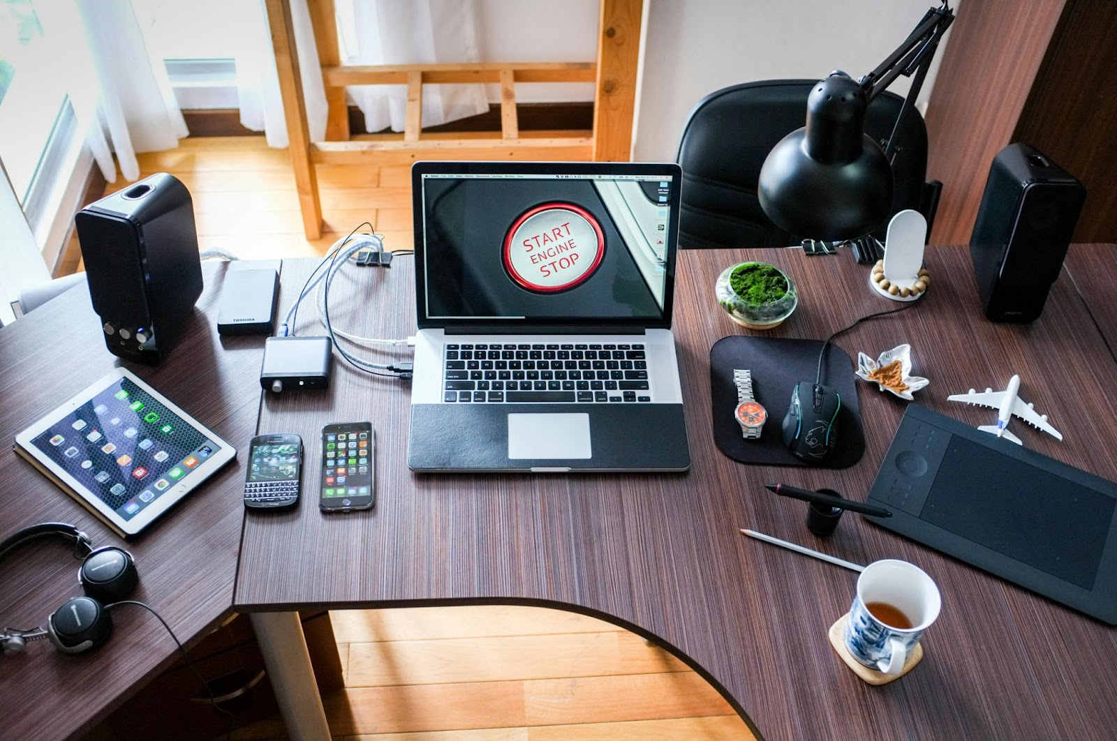 lots of technology on a desk