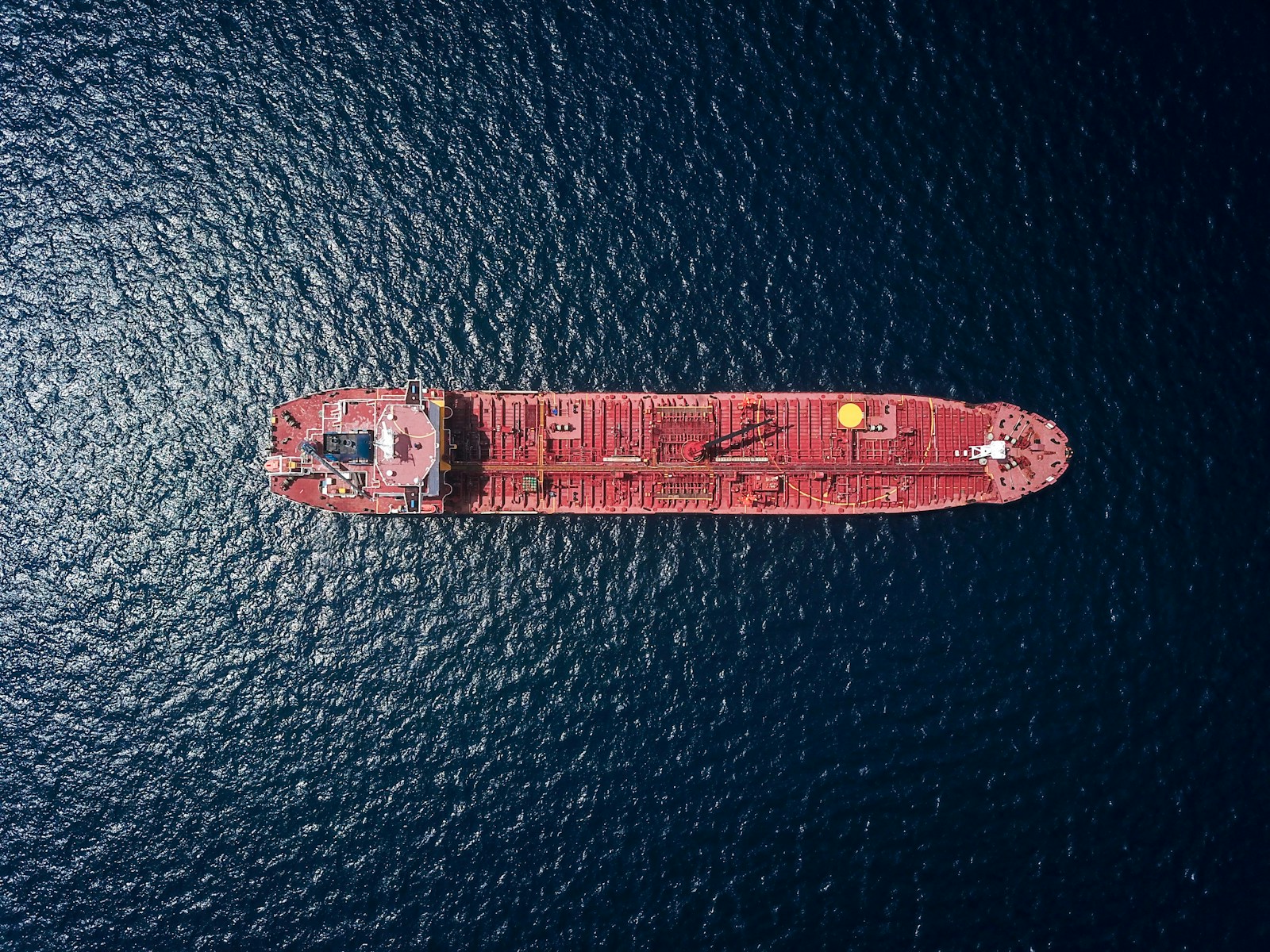 aerial photography of red tanker ship