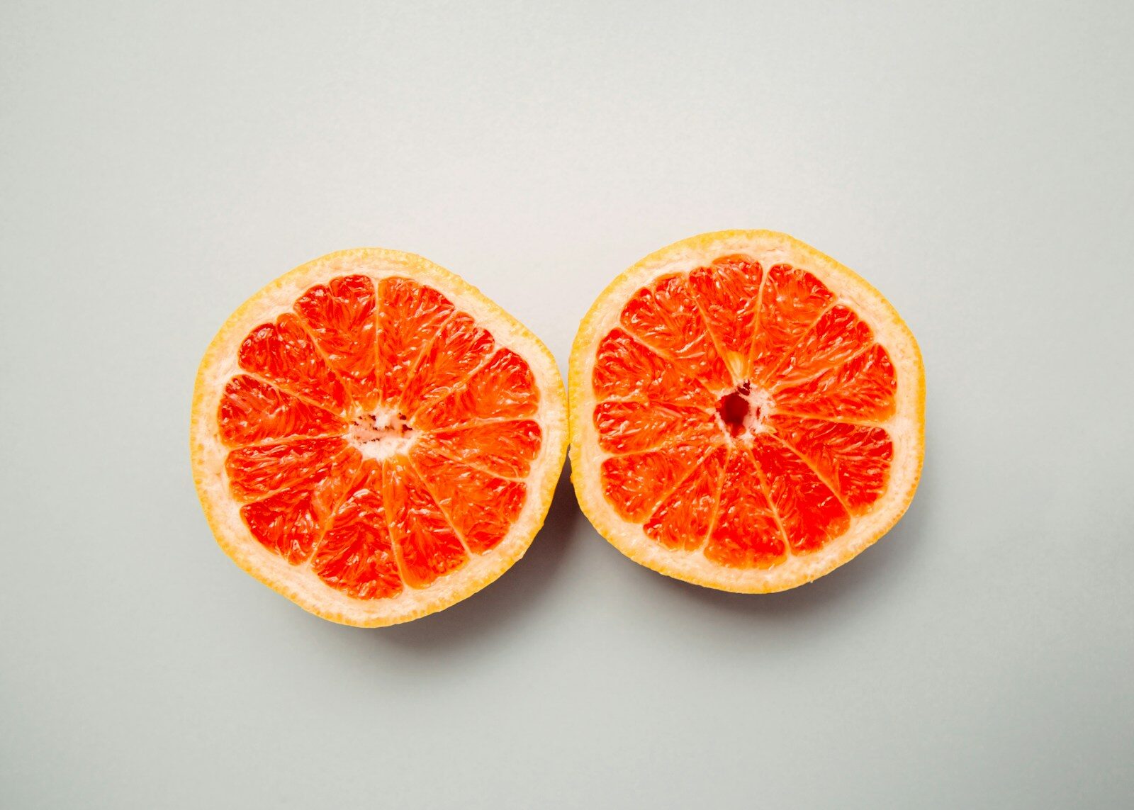 two halves of grapefruit