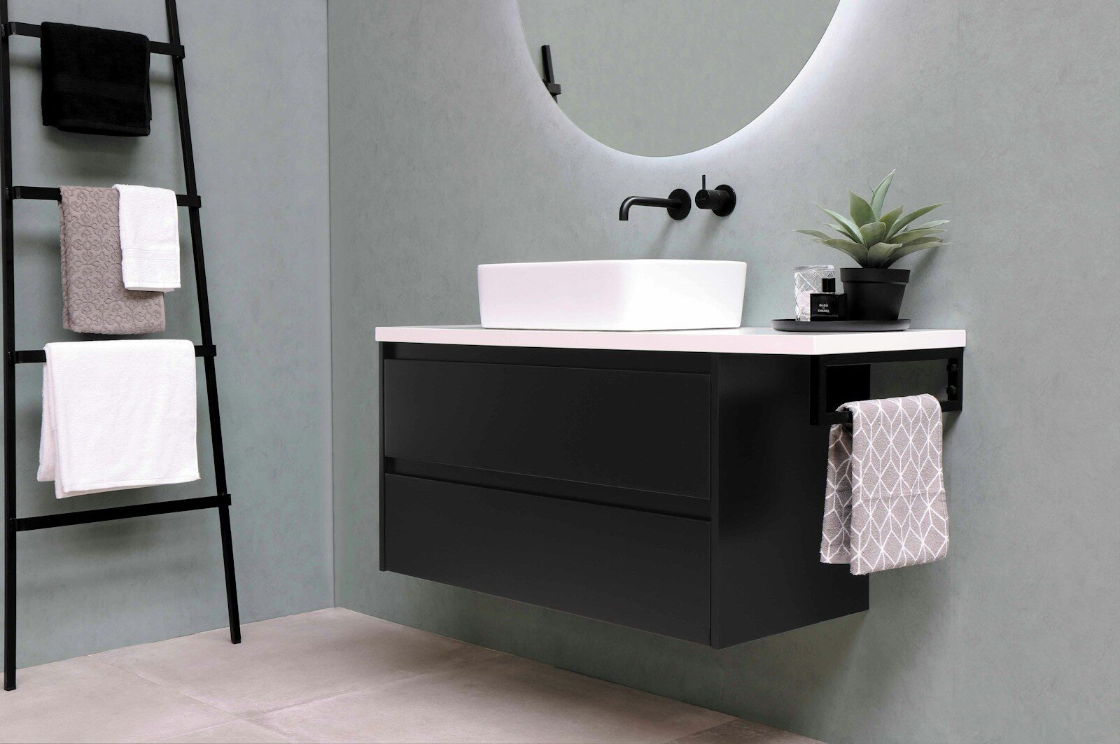 black and white bathroom sink