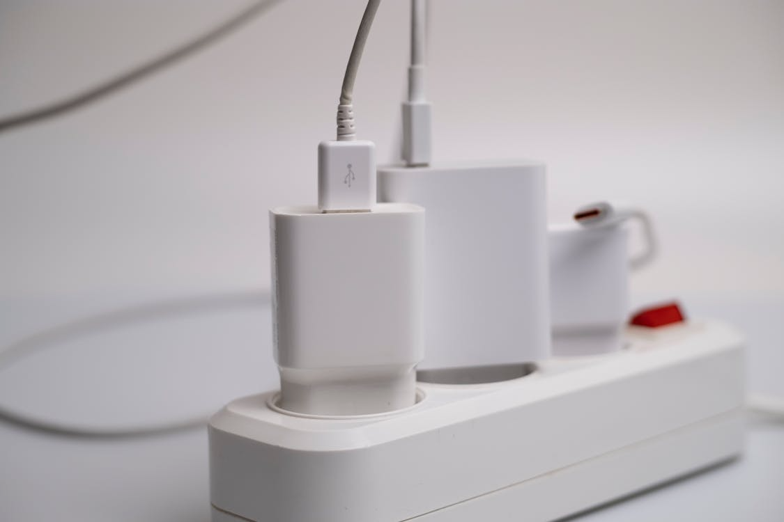 white plugs in white extension socket