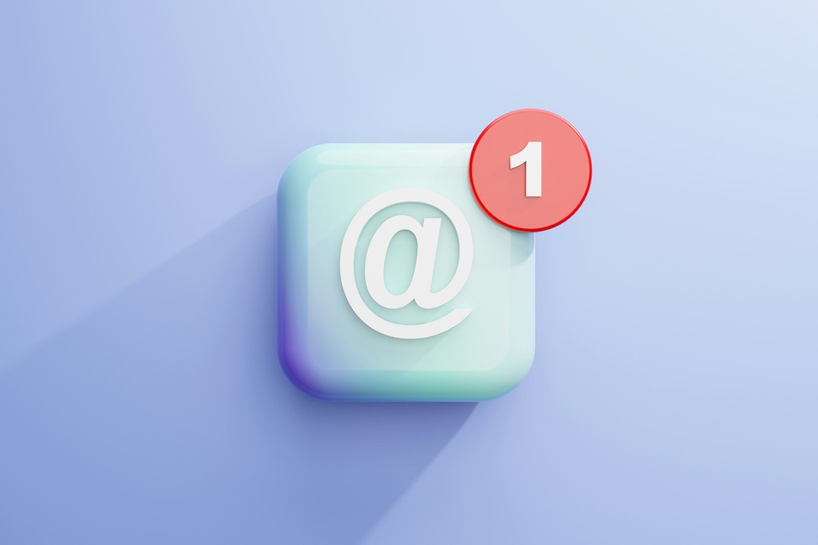 a square with the @ symbol on it with a red circle on top of it with a 1 on it