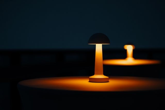 rechargeable lamp on table