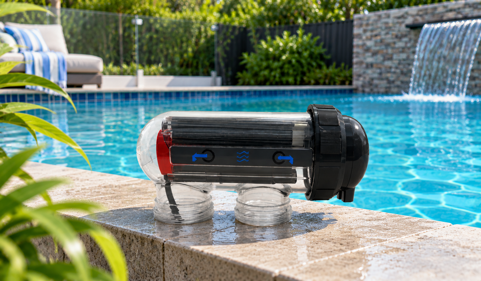 salt cell next to pool in garden
